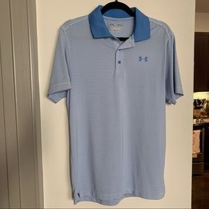 Under Armour Blue and White Striped Polo
